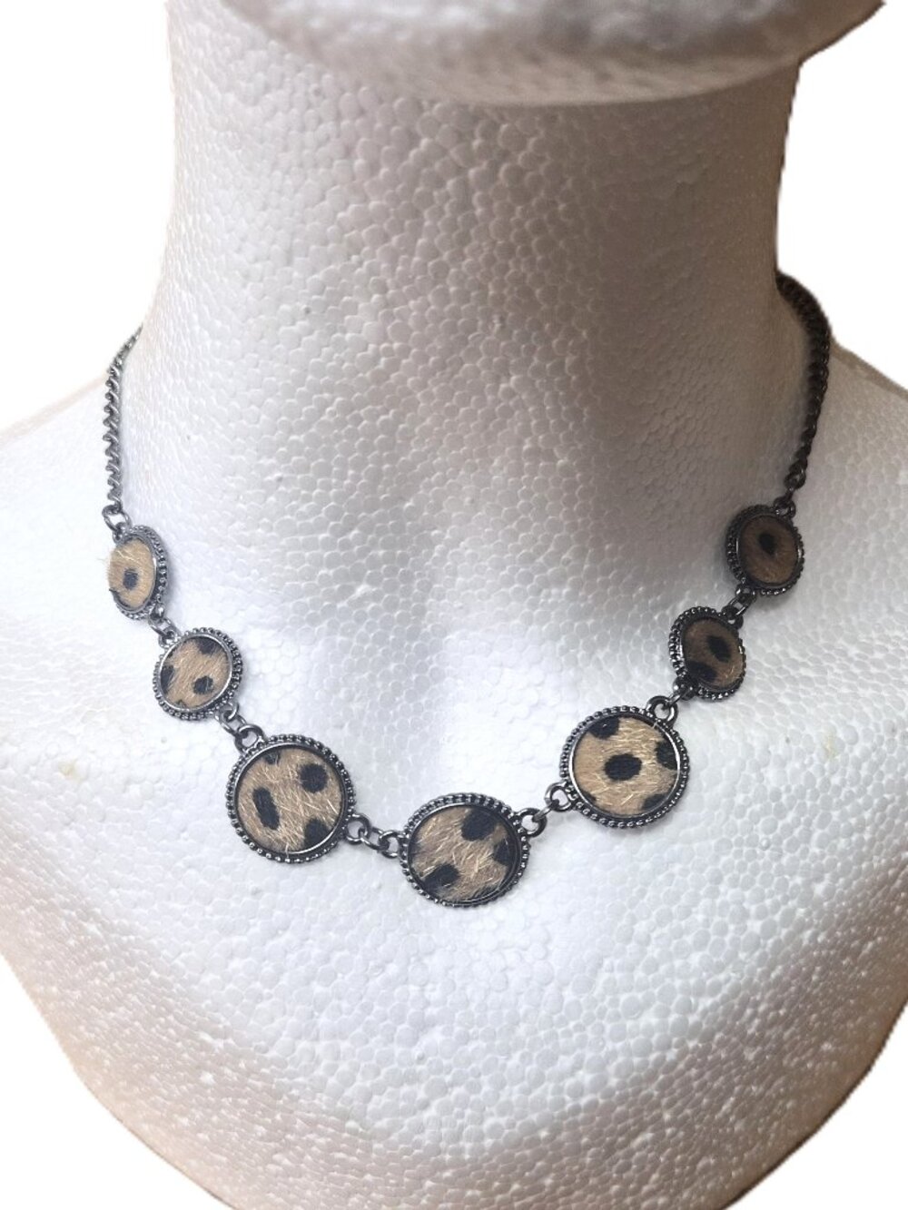 Genuine Calf Hair Fawn Bambi Print Statement Necklace Soft Wildside Mobwife Y2K